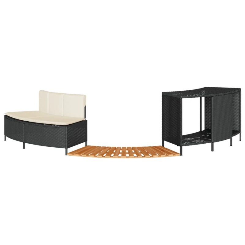 vidaXL burbuļvannas aizsargloks, melna PE rotangpalma, akācijas koks