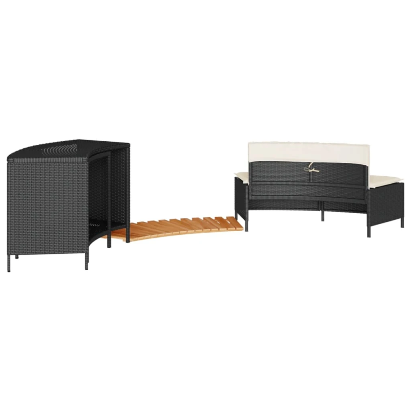 vidaXL burbuļvannas aizsargloks, melna PE rotangpalma, akācijas koks