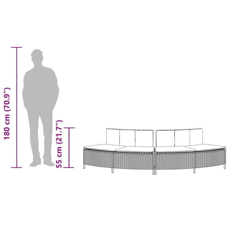 vidaXL Karstās vannas soli ar spilveniem 2 gab. pelēka PE rotangpalma