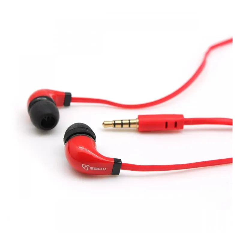 Sbox Stereo Earphones With Microphone EP-038 Red