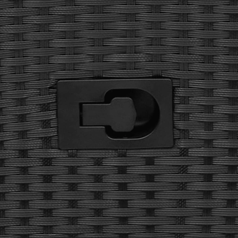 vidaXL atgāžams dārza krēsls ar matračiem, melna PE rotangpalma