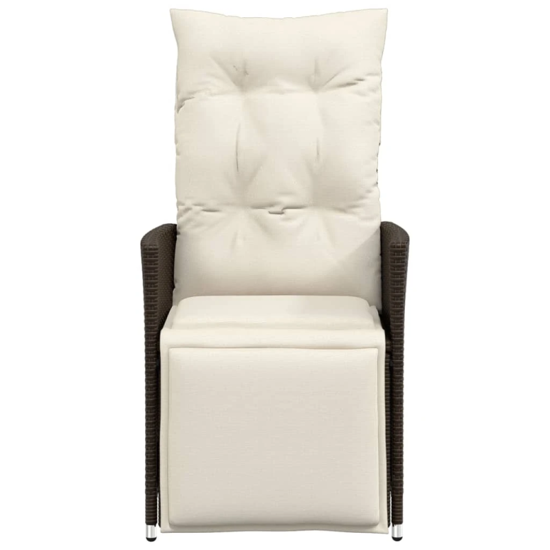 vidaXL atgāžams dārza krēsls ar matračiem, brūna PE rotangpalma