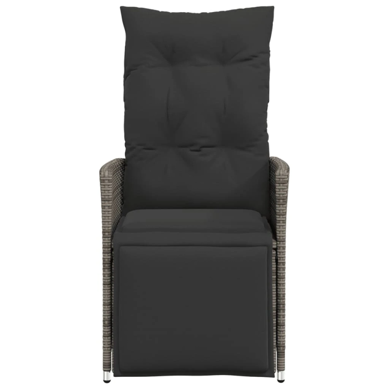 vidaXL atgāžams dārza krēsls ar matračiem, pelēka PE rotangpalma