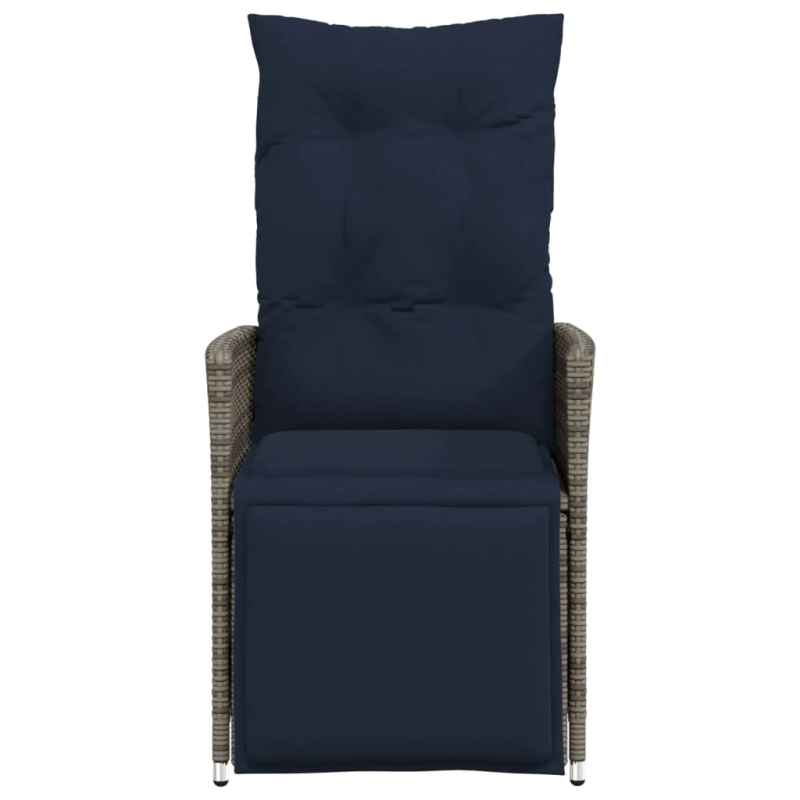 vidaXL atgāžami dārza krēsli, 2 gab., ar spilveniem, pelēks polietilēna rotangpalmas pinums