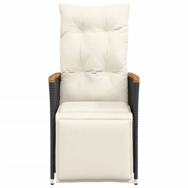 vidaXL atgāžami dārza krēsli, 2 gab., matrači, melna PE rotangpalma