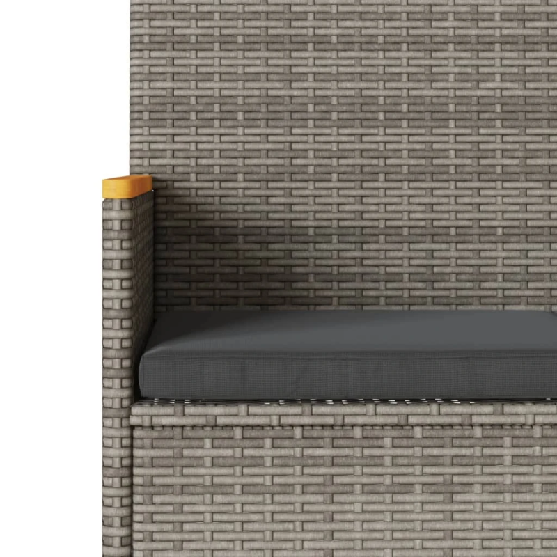 vidaXL divvietīgs dārza sols ar spilveniem, galdu, pelēka PE