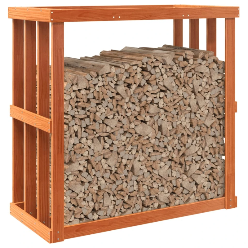 vidaXL āra malkas plaukts, vaska brūnas, 109x52x106 cm, priedes koks