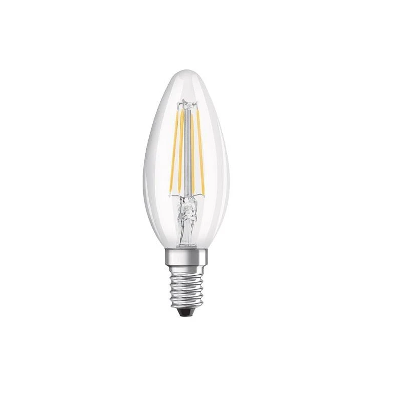 Spuldze STANDART. LED. B35. 4.3W. E14. 2700K. 470lm. caurspīdīga