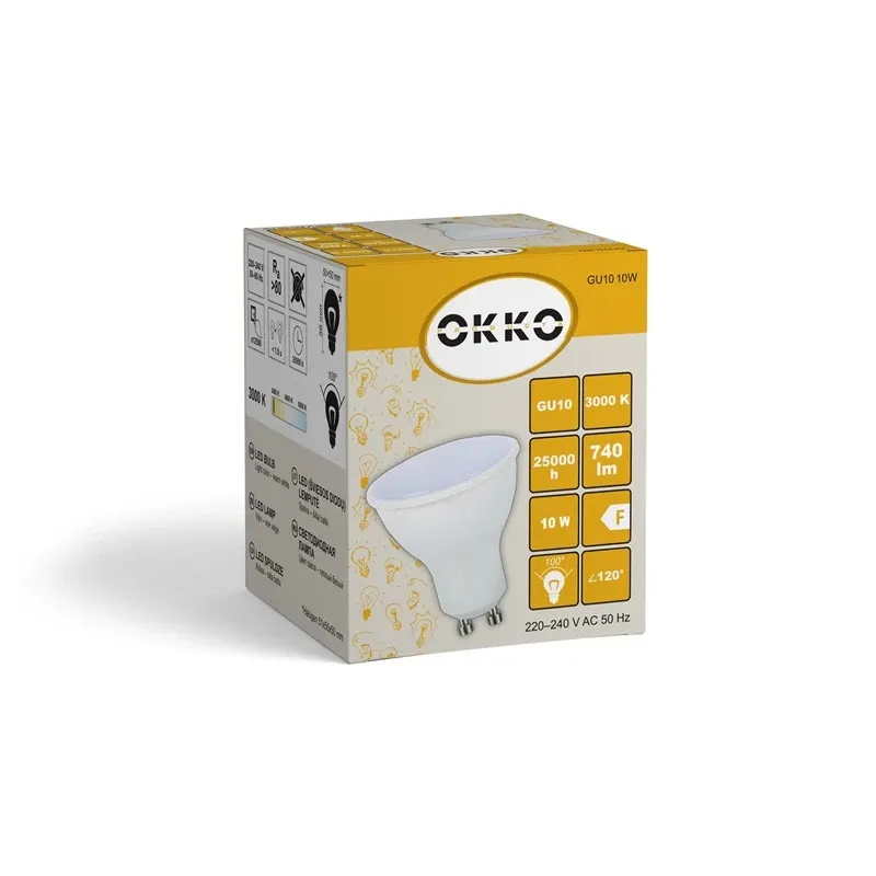 Spuldze Okko LED, PAR16, 3000 °K, GU10, 9 - 10 W, 700 - 740 lm