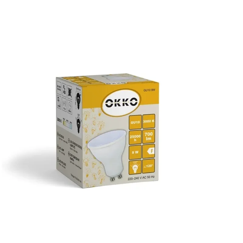 Lemputė Okko LED, PAR16, 3000 °K, GU10, 9 - 10 W, 700 - 740 lm