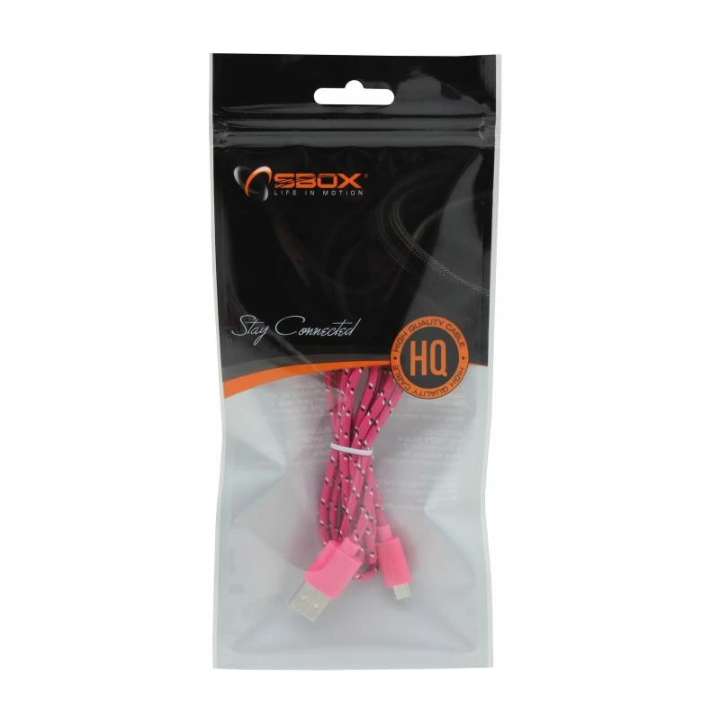 Sbox USB- Micro USB 1M USB-1031P pink