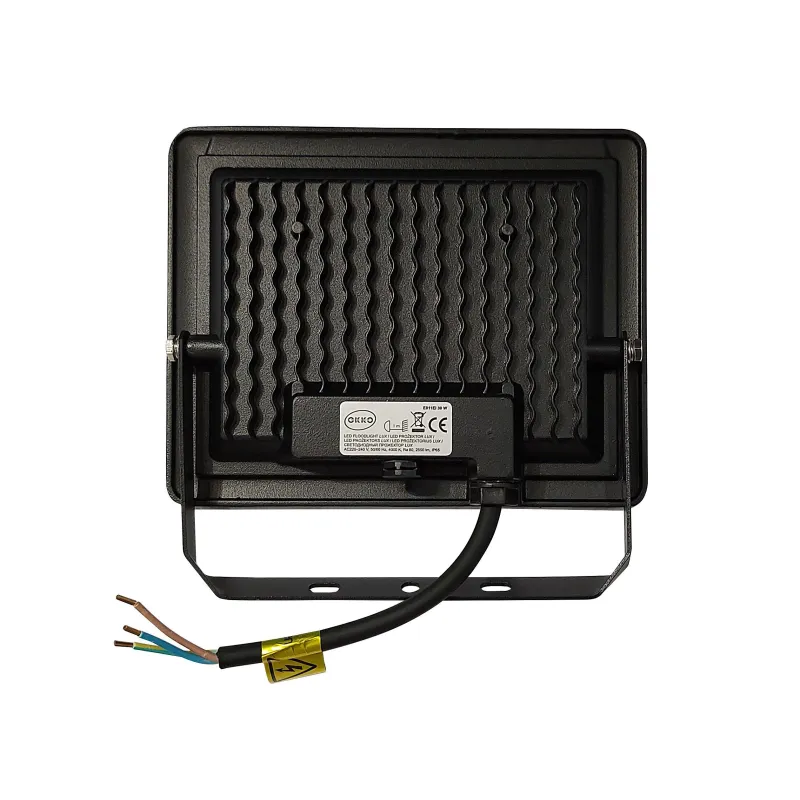 Prožektorius be judesio daviklio, tvirtinamas prie sienos Okko E011EI E011EI, 30 W, 2550 lm, 4000 °K, IP65, juoda sp.