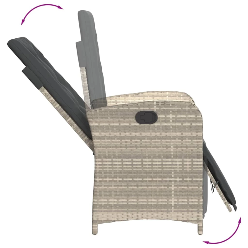 vidaXL 9-daļīgs dārza mēbeļu komplekts, matrači,gaiši pelēka PE pinums