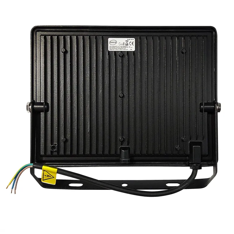 Prožektorius be judesio daviklio, tvirtinamas prie sienos Okko E011EI E013EI, 100 W, 8500 lm, 4000 °K, IP65, juoda sp.