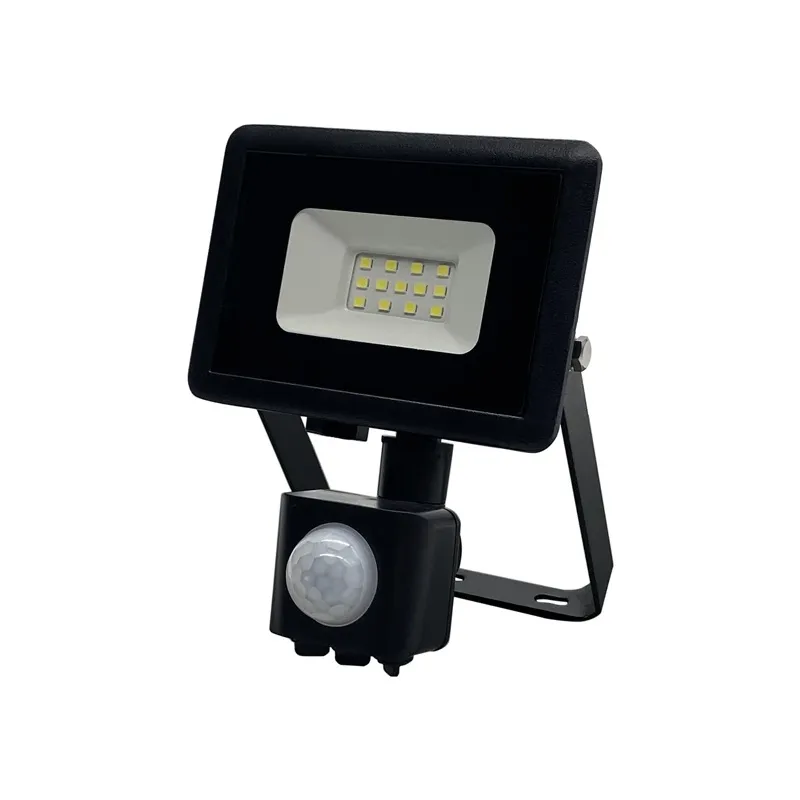 Prožektors ar kustības sensoru, stiprināms pie sienas Okko E011EI E011EIS, 10 W, 800 lm, 4000 °K, IP65, melna krās.