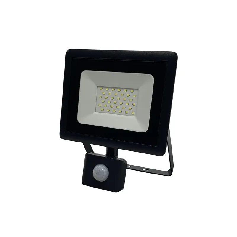 Prožektors ar kustības sensoru, stiprināms pie sienas Okko E011EI E011EIS, 30 W, 2550 lm, 4000 °K, IP65, melna krās.