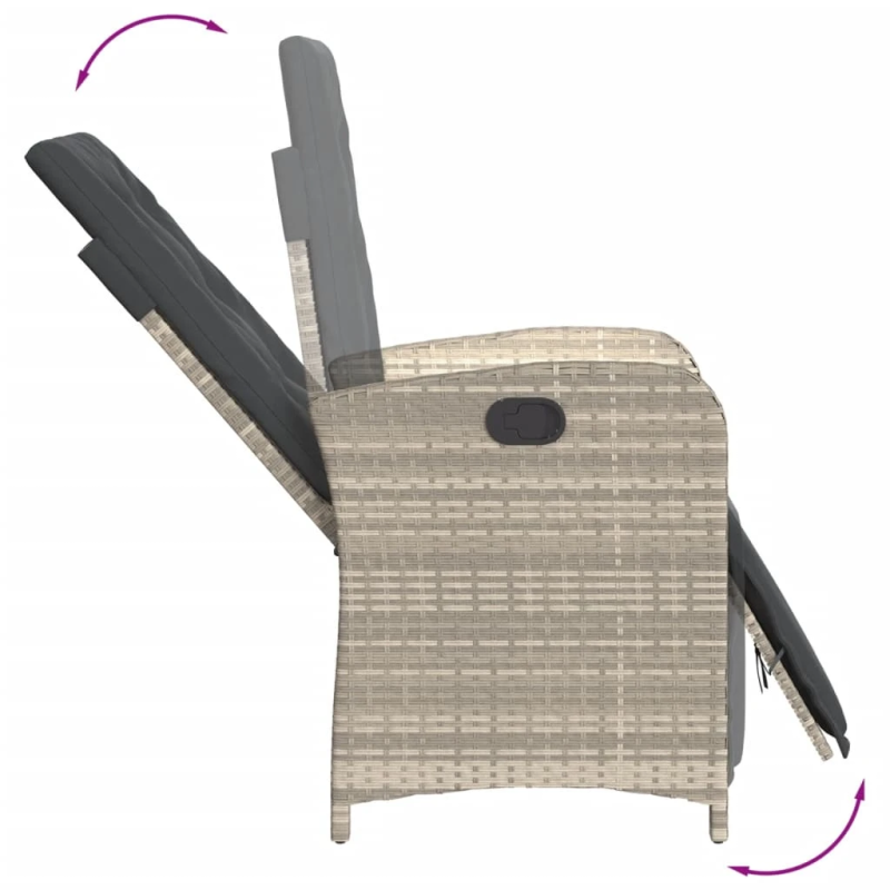 vidaXL 9-daļīgs dārza mēbeļu komplekts, matrači,gaiši pelēka PE pinums