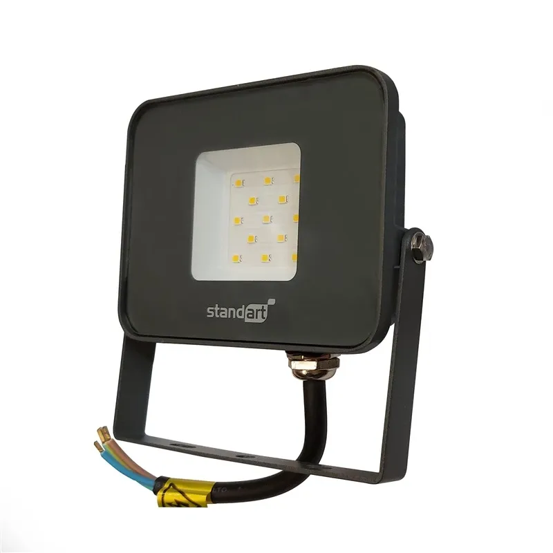 Prožektors bez kustības sensora, stiprināms pie sienas Standart E024EI E024EI, 10 W, 800 lm, 4000 °K, IP65, pelēka krās.