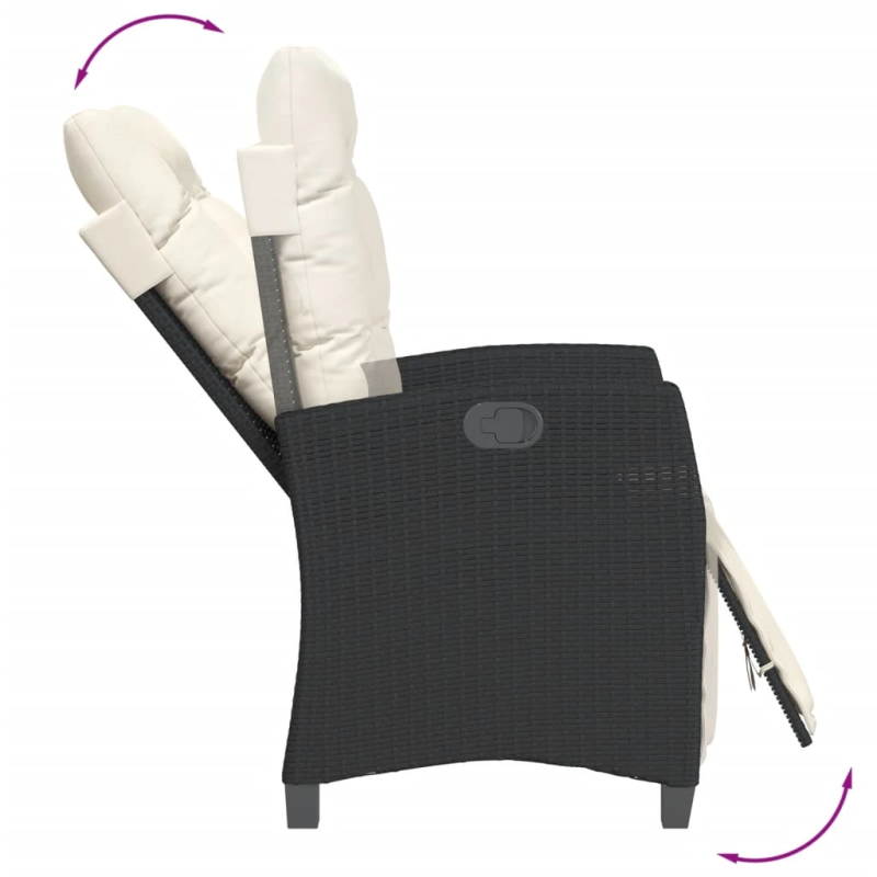 vidaXL 9-daļīgs dārza mēbeļu komplekts, matrači, melns, PE rotangpalma