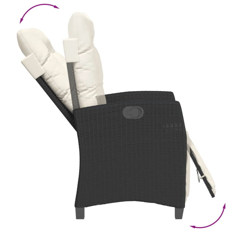 vidaXL 9-daļīgs dārza mēbeļu komplekts, matrači, melns, PE rotangpalma