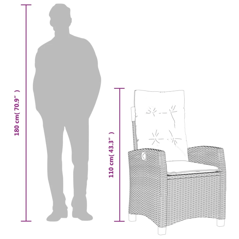 vidaXL 7-daļīgs dārza mēbeļu komplekts, matrači,gaiši pelēka PE pinums