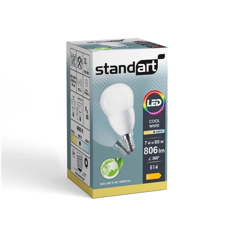 Led spuldz p48 7w e14 806lm 4000k matinė