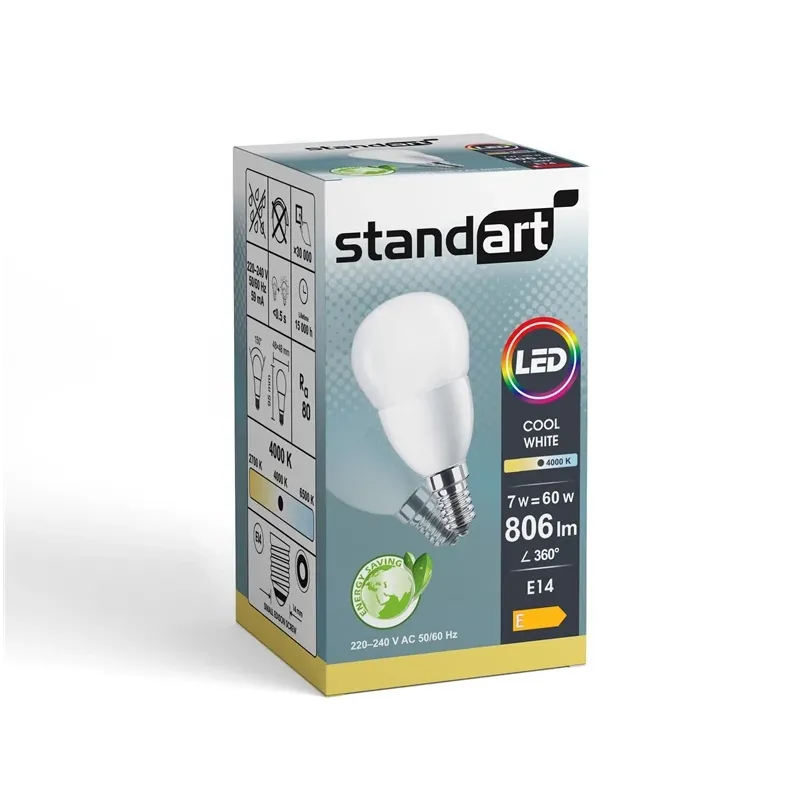 Lemputė Standart Integruota LED, P48, 4000 °K, E14, 7 W, 806 lm