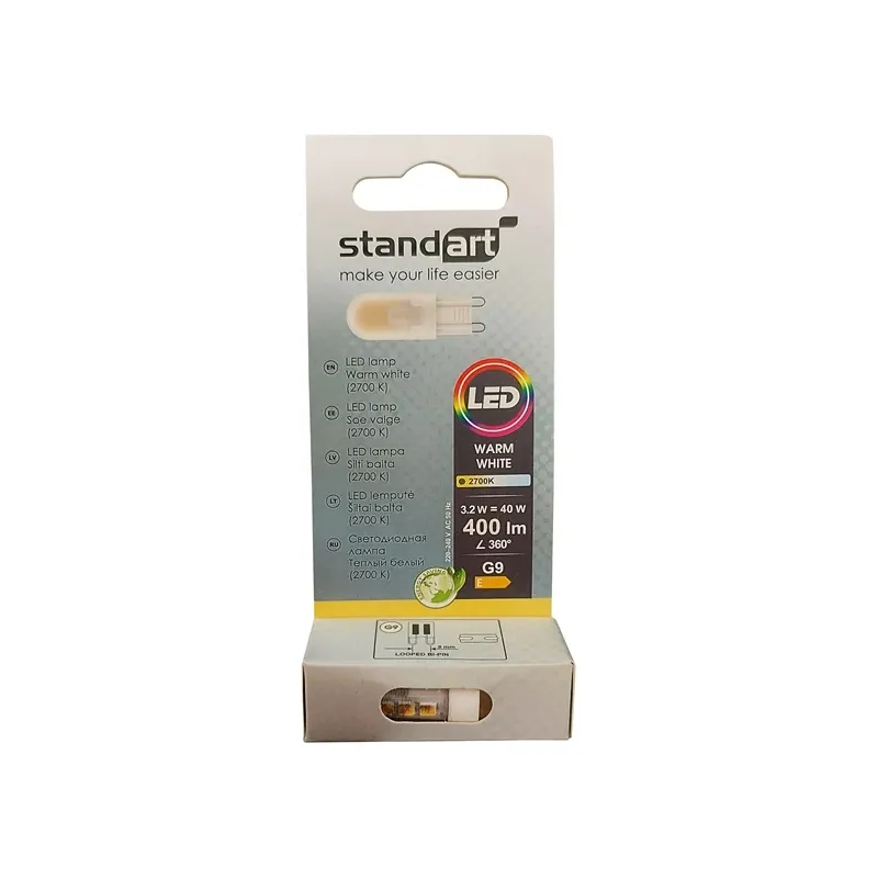 Spuldze Standart Integrētā LED spuldze, G9, 2700 °K, G9, 3.2 W, 400 lm