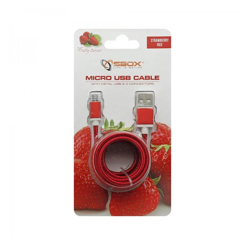 Sbox USB- Micro USB M-M 1.5m USB-10315R red