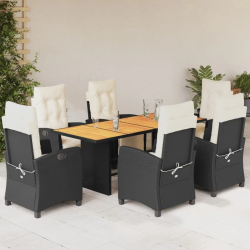 vidaXL 7-daļīgs dārza mēbeļu komplekts ar matračiem, PE rotangpalma