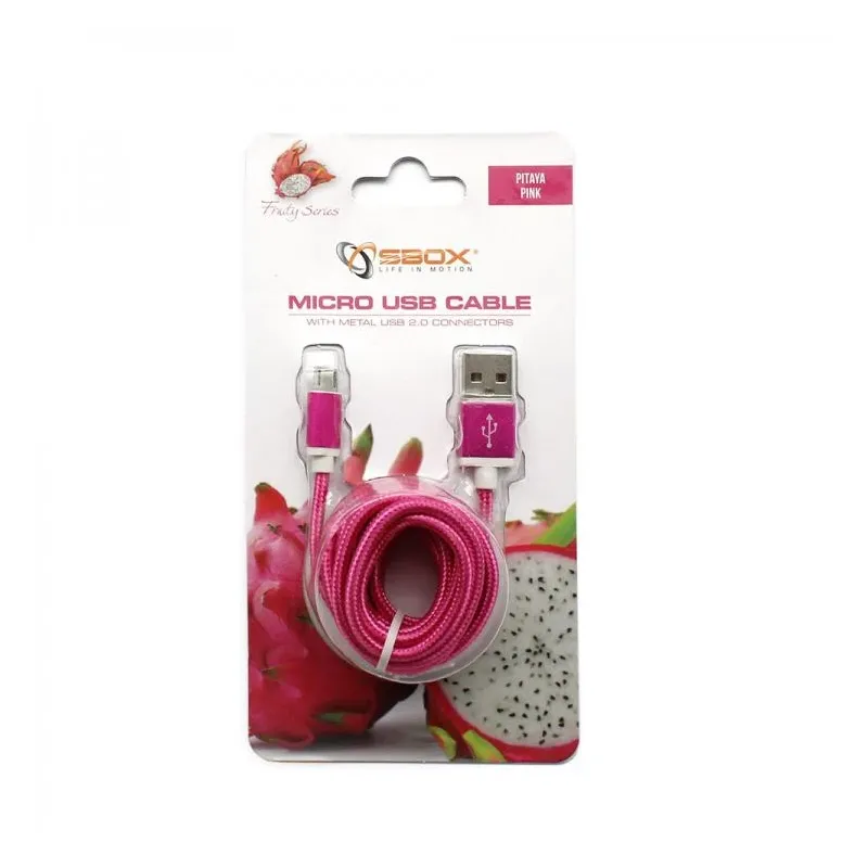 Sbox USB- Micro USB M-M 1.5m USB-10315P Pitaya Pink
