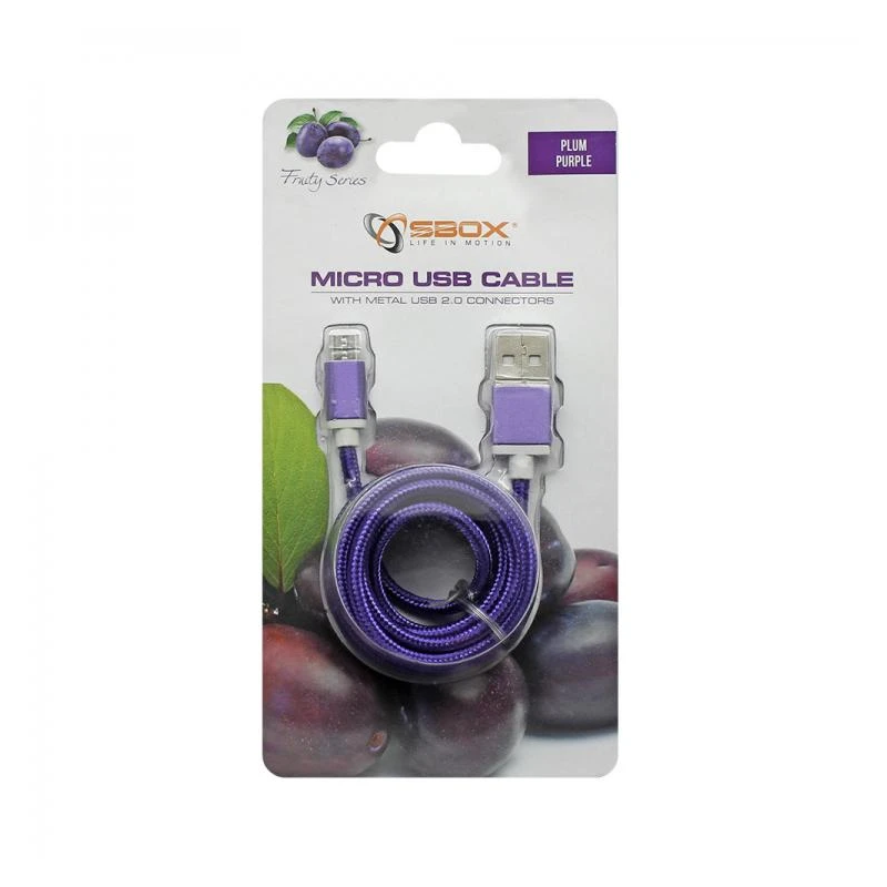 Sbox USB- Micro USB M-M 1m USB-10315U plum purple