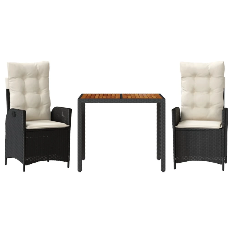 vidaXL 3-daļīgs dārza mēbeļu komplekts, matrači, PE rotangpalma