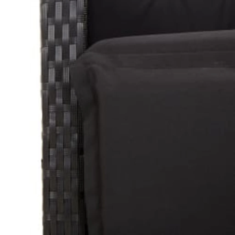 vidaXL 9-daļīgs dārza mēbeļu komplekts, matrači, melns, PE rotangpalma