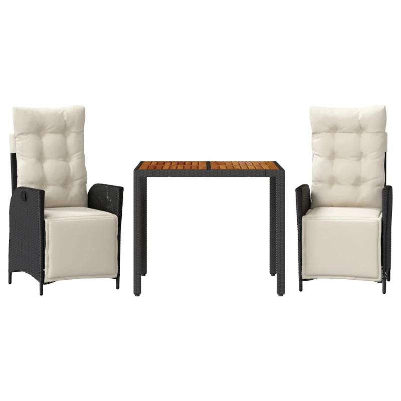 vidaXL 3-daļīgs dārza mēbeļu komplekts, matrači, PE rotangpalma