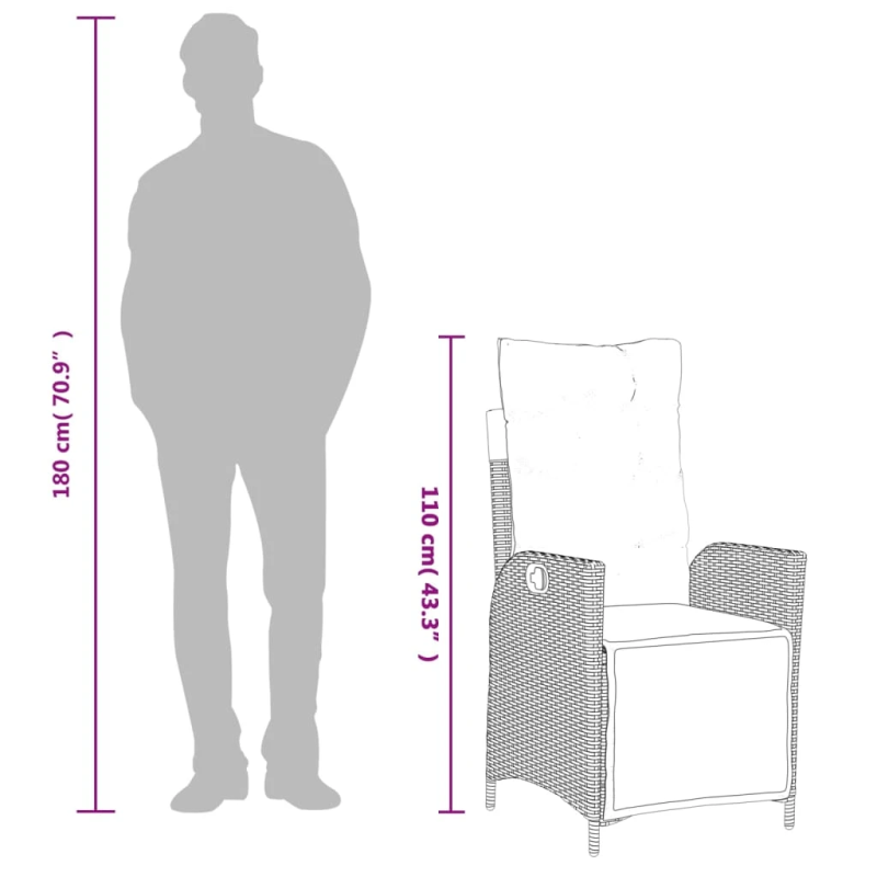 vidaXL 9-daļīgs dārza mēbeļu komplekts ar matračiem, PE rotangpalma