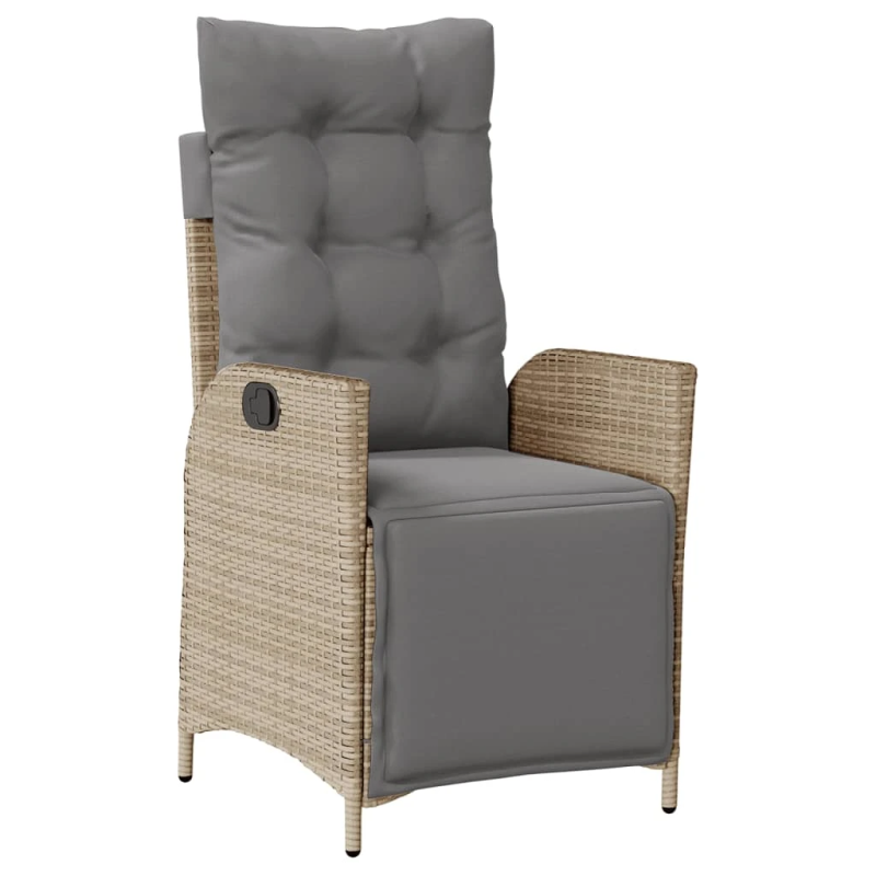 vidaXL 3-daļīgs dārza mēbeļu komplekts, matrači, bēša PE rotangpalma