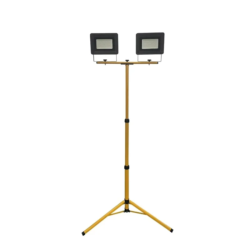 Celtniecības prožektors ar statīvu, brīvi stāvošs Okko E023EE E023EI, 100 W, 8500 lm, 4000 °K, IP65, dzeltena krās.