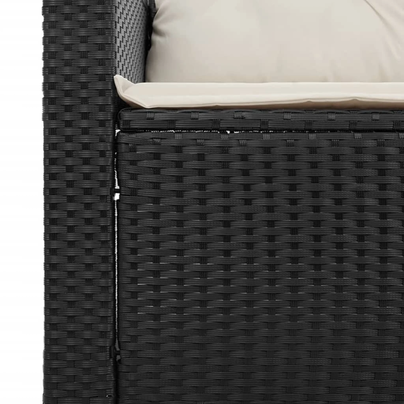 vidaXL 5-daļīgs dārza dīvānu komplekts, matrači, melna PE rotangpalma