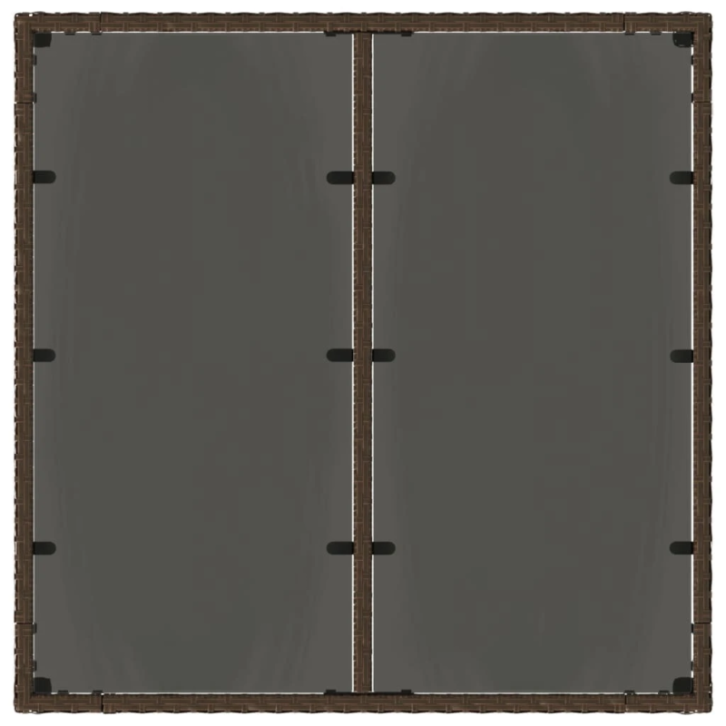 vidaXL dārza galds ar stikla virsmu, 90x90x75 cm, brūna PE rotangpalma