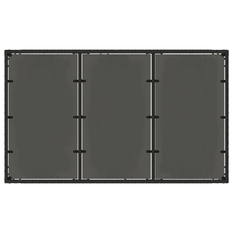 vidaXL dārza galds, stikla virsma, melns, 150x90x75 cm, PE rotangpalma