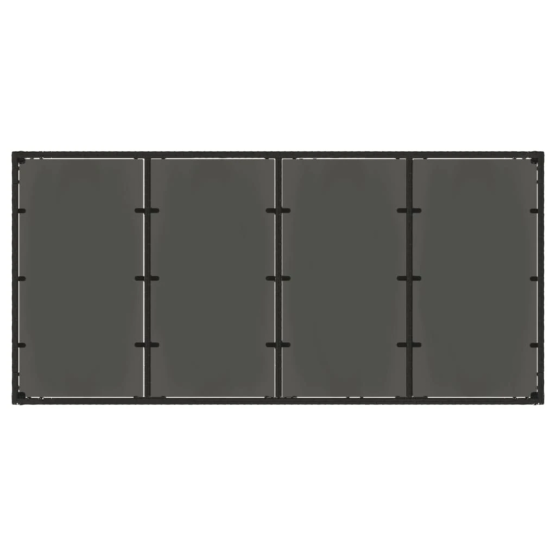 vidaXL dārza galds ar stikla virsmu, 190x90x75cm, melna PE rotangpalma