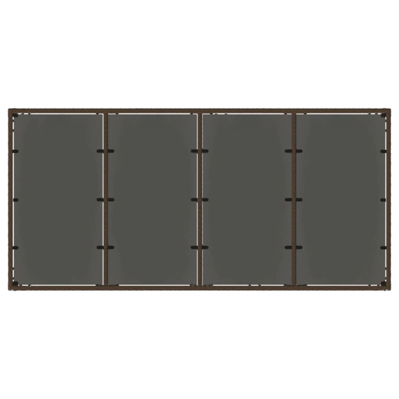 vidaXL dārza galds, stikla virsma, brūns, 190x90x75 cm, PE rotangpalma