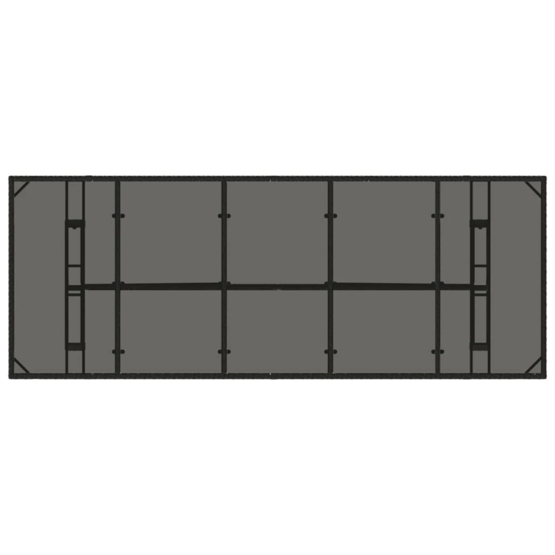 vidaXL dārza galds ar stikla virsmu, 240x90x75cm, melna PE rotangpalma