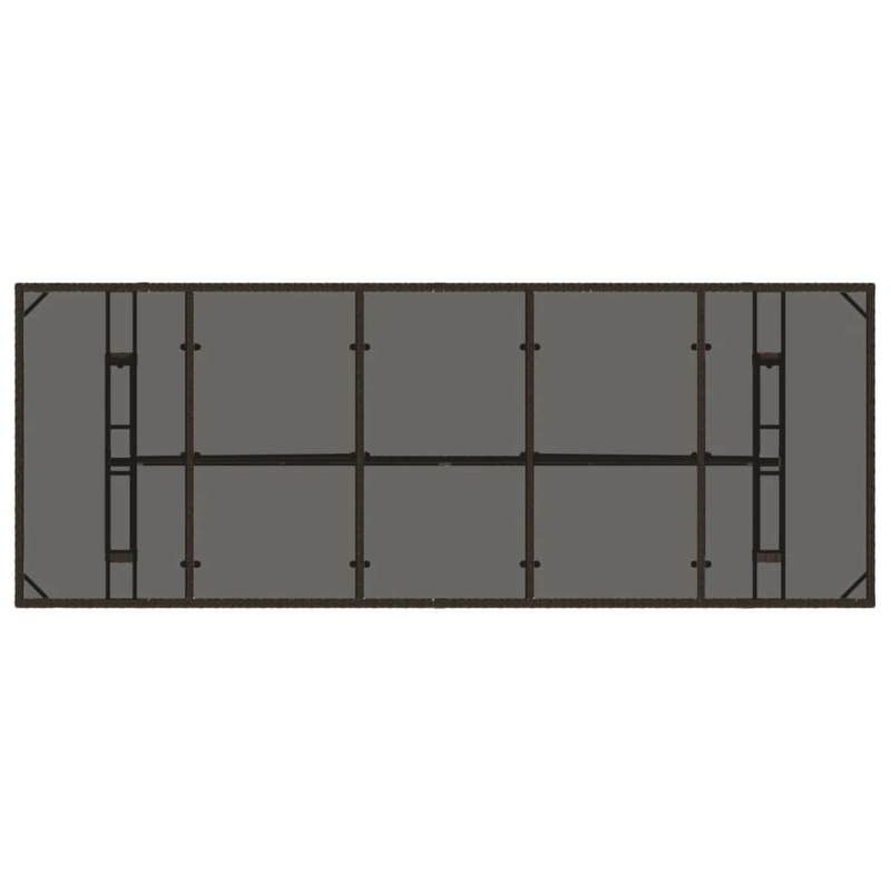 vidaXL dārza galds ar stikla virsmu, 240x90x75cm, brūna PE rotangpalma