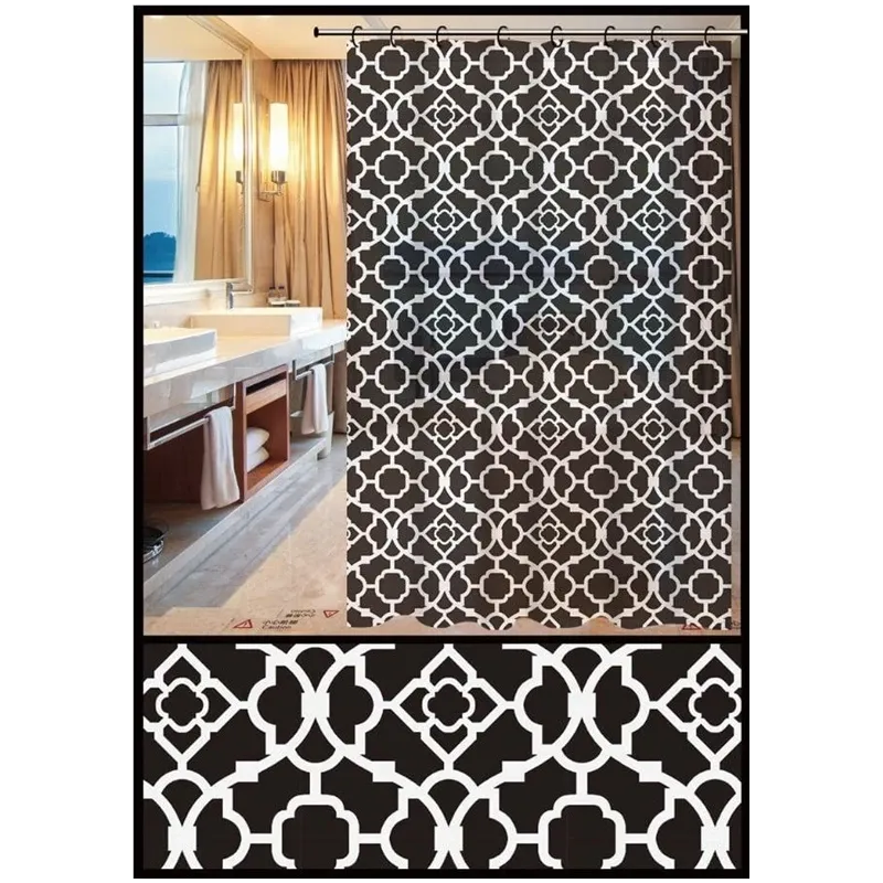 Dušas aizkars Thema Lux ZHY107-1, balta krās.-melna krās., 180 cm x 180 cm