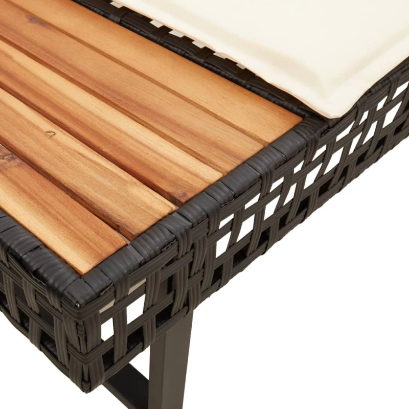 vidaXL dārza dīvāns ar spilveniem, L-forma, melna PE rotangpalma