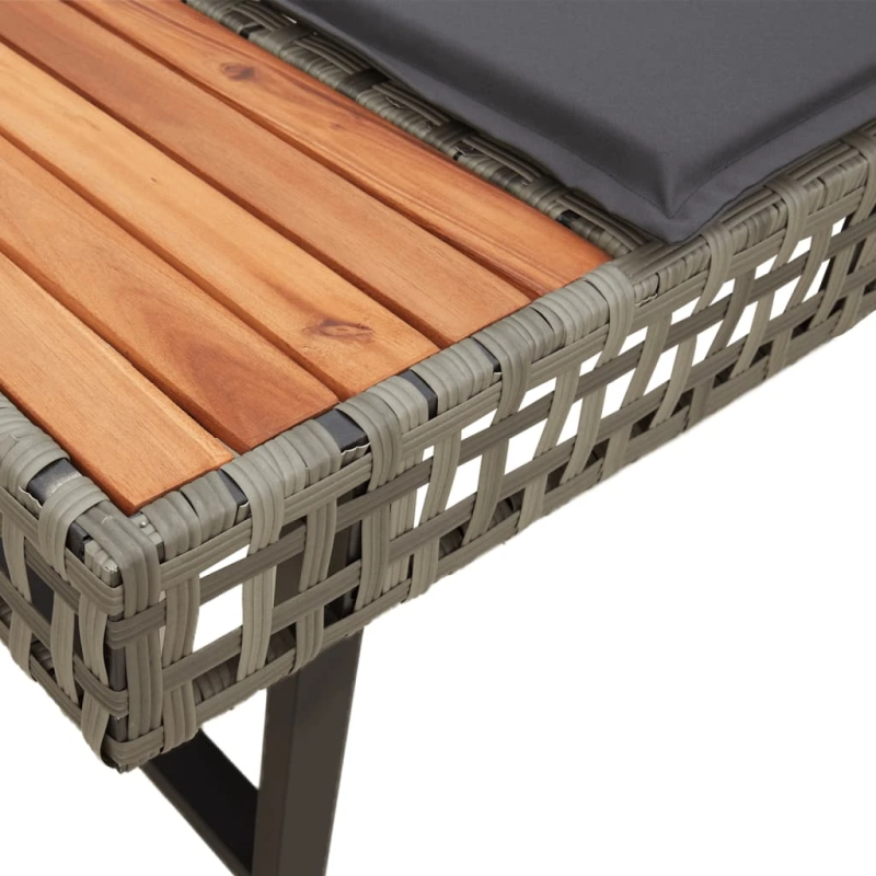 vidaXL dārza dīvāns ar spilveniem, L-forma, pelēka PE rotangpalma