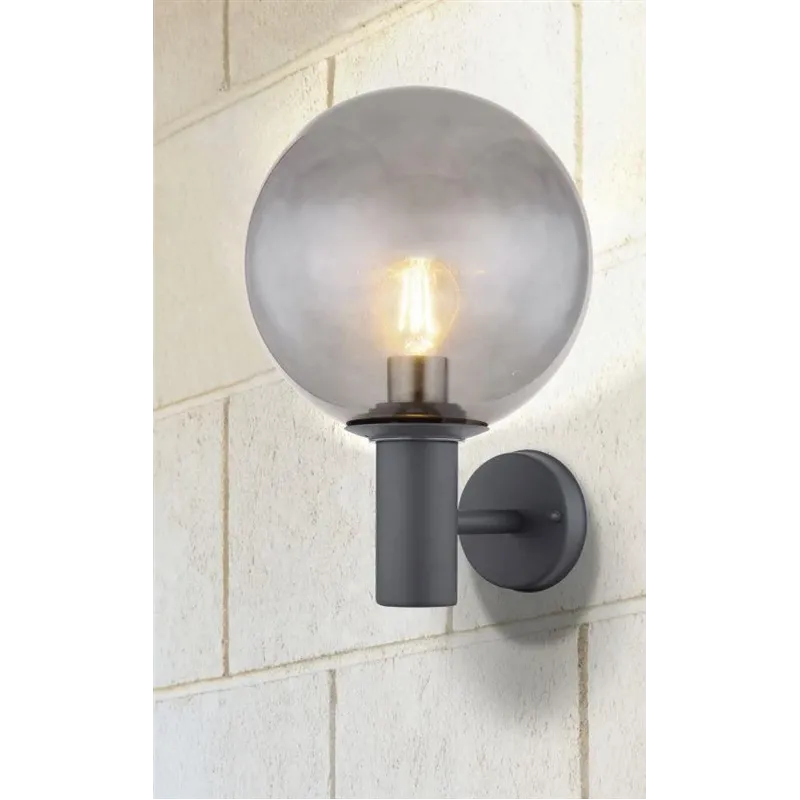 Āra sienas lampa Domoletti Smoky DH01.071, 15W, E27, IP44, antracīta krās., 25 cm x 37 cm