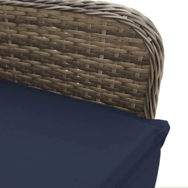 vidaXL atgāžams dārza krēsls ar spilveniem, pelēks polietilēna rotangpalmas pinums